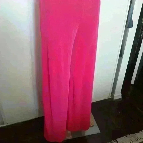 Casual palazzo wide leg barbie pink office day 2 nite comfortable lounge pant M - Picture 2 of 6